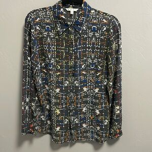 CAbi Festival Multicolored button down blouse size Medium
